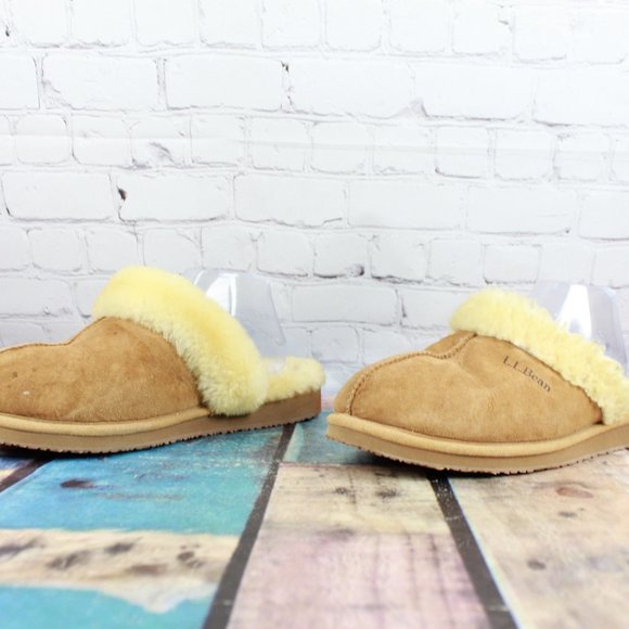 LL BEAN Shearling Lined Slide On Slippers 11 M - Picture 2 of 9